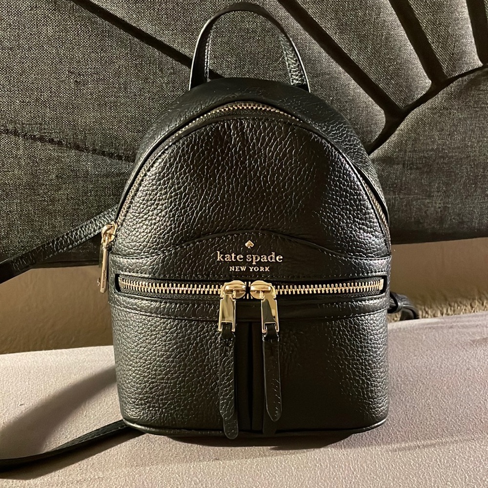 Kate spade black leather mini backpack purse